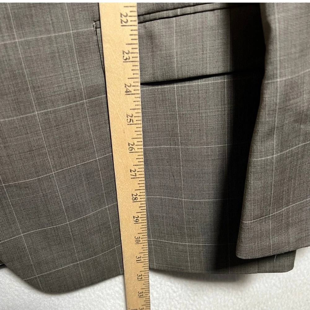 Collection by Michael Strahan Mens Wool Blend Windowpane Plaid Blazer Brown